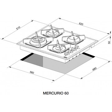 Lofra HGR 6 H0/GC00 Mercurio Εστία Υγραερίου Αυτόνομη 62x51εκ.